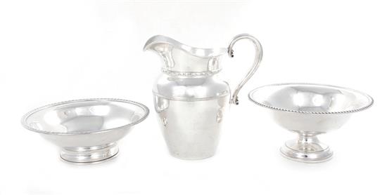 Appraisal: American sterling beverage pitcher and bowls International pitcher H and