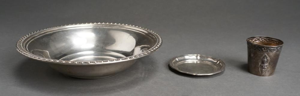 Appraisal: AMERICAN STERLING SILVER BOWL WITH THAI TOASTING CUP AND A