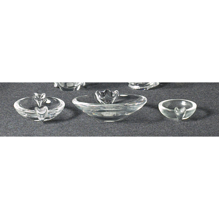 Appraisal: Steuben ashtrays three assorted clear marked largest is w x