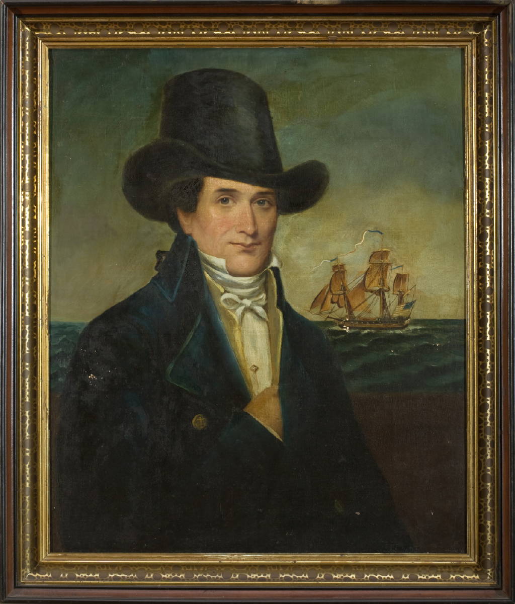 Appraisal: PORTRAIT OF AN AMERICAN NAVAL OFFICER IN TOP HAT DUTCH