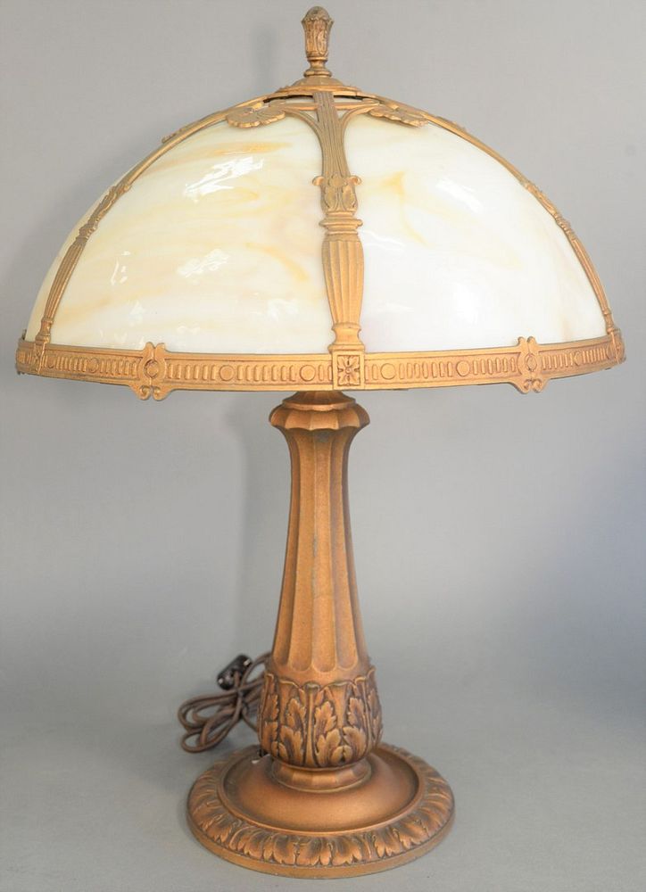 Appraisal: Caramel Slag Glass Table Lamp having six panels height inches