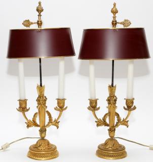 Appraisal: FRENCH D'ORE BRONZE TWO LIGHT BOULLIOTTE PAIR FRENCH D'ORE BRONZE