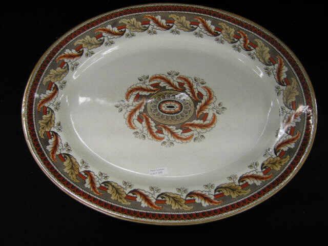 Appraisal: Large Victorian Ironstone Platter Acorn design oval x