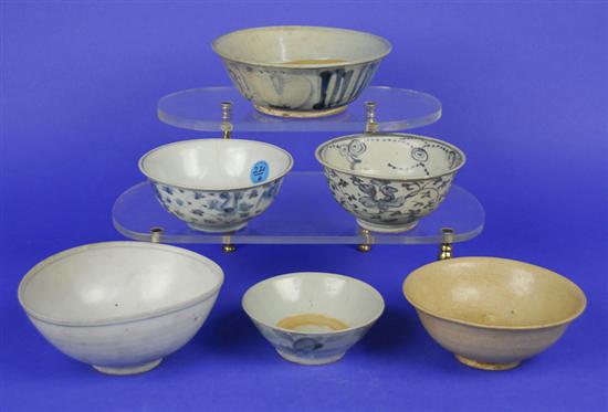 Appraisal: COLLECTION OF SIX ANAMESE BOWLS one with clear glaze possibly