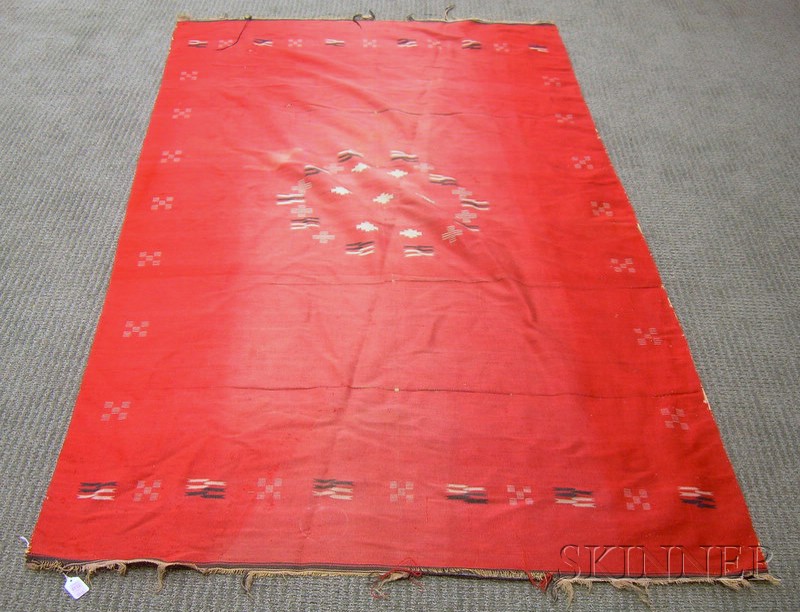 Appraisal: Mexican Woven Blanket early th century red with geometric patterns