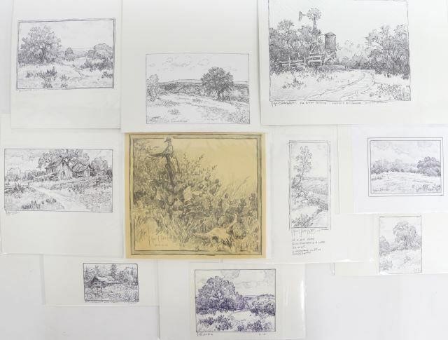 Appraisal: lot of Unframed ink and graphite drawings on paper one