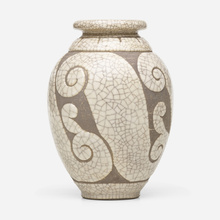 Appraisal: Ren Buthaud VASE France c peau-de-serpent snakeskin -glazed earthenware wax-resist