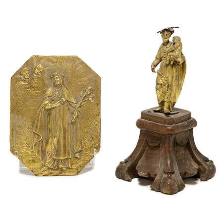 Appraisal: Italian Gilt-Bronze Figure of John the Baptist Together with a