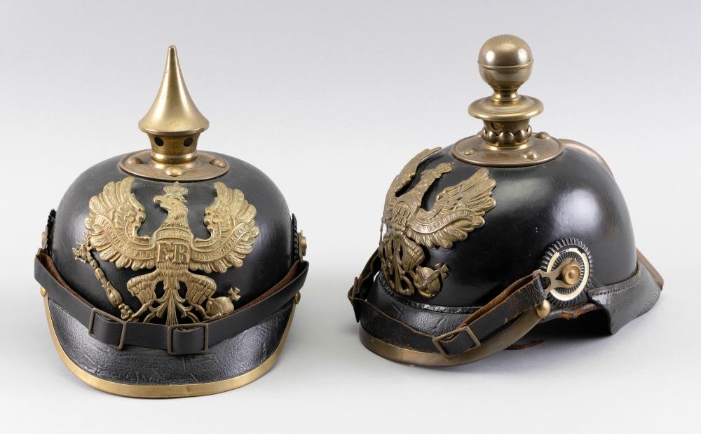 Appraisal: TWO GERMAN WORLD WAR I PICKELHAUBE HELMETS CIRCA HEIGHTS TWO