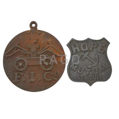 Appraisal: AMERICAN CAST IRON FIRE MARKS Two th c Hope Mutual