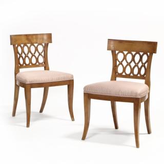 Appraisal: Pair of Directoire Style Side Chairs mid th century fruitwood