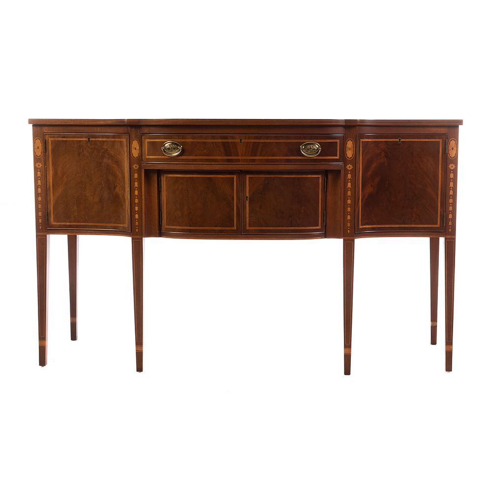 Appraisal: Biggs Federal Style Inlaid Mahogany Sideboard th century serpentined front