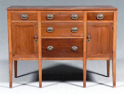 Appraisal: Southern inlaid walnut sideboard yellow pine secondary hand dovetailed drawers