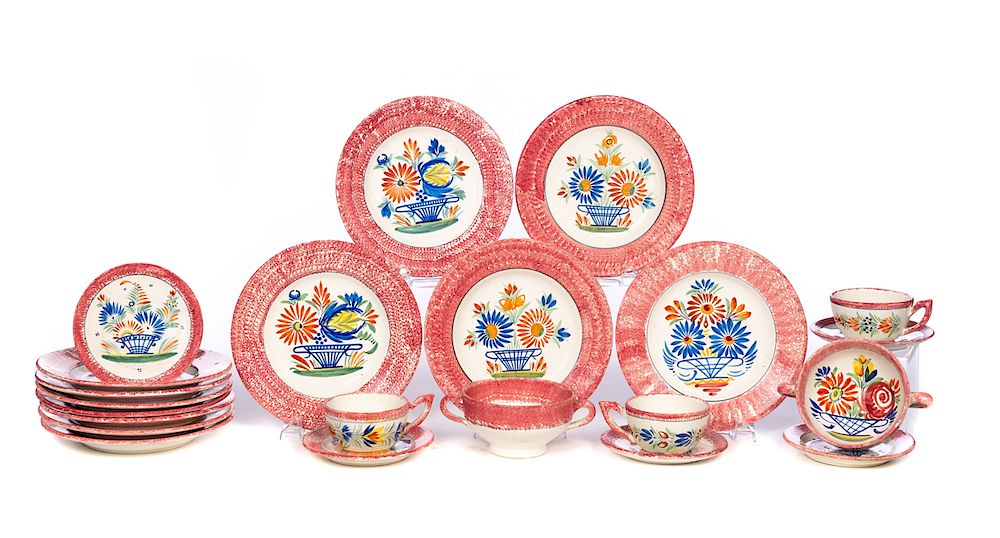 Appraisal: Pcs French Henriot Quimper Spongeware Excellent condition with no damage