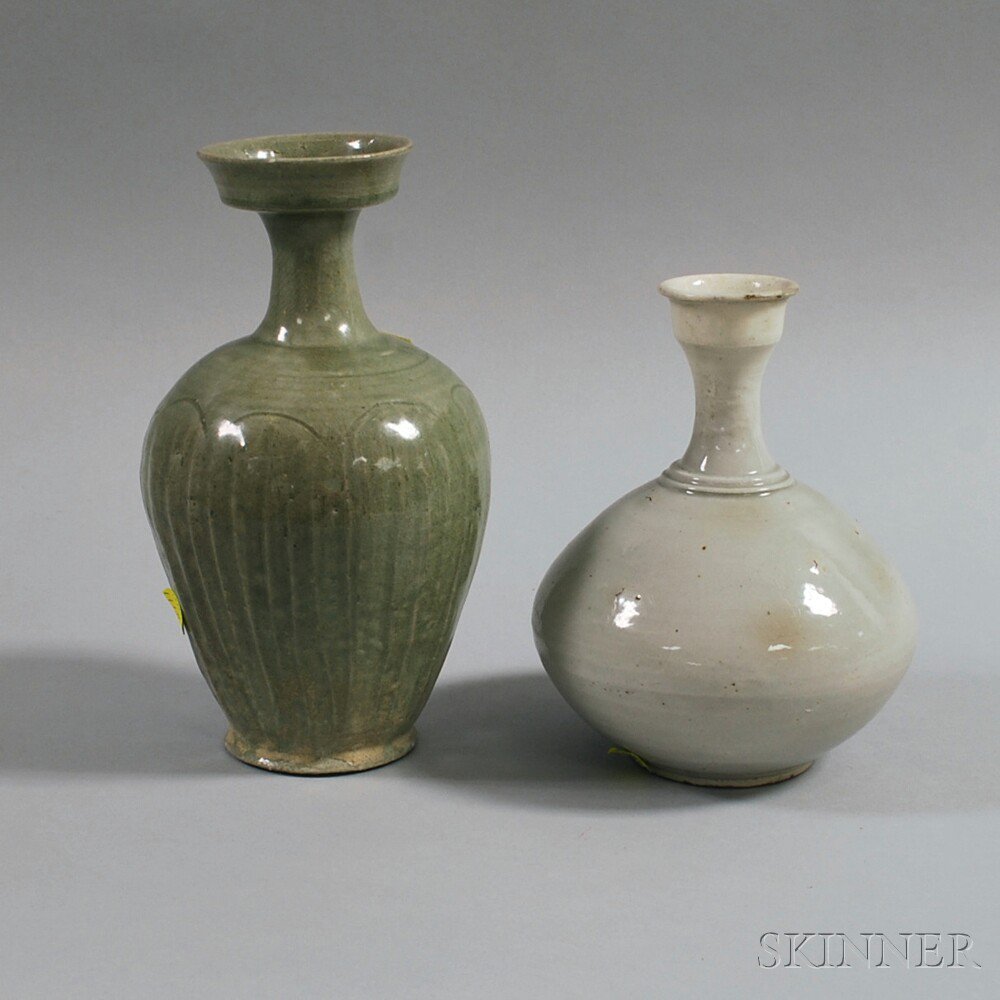 Appraisal: Two Bottles with Dish-shaped Mouths Korea th th century a