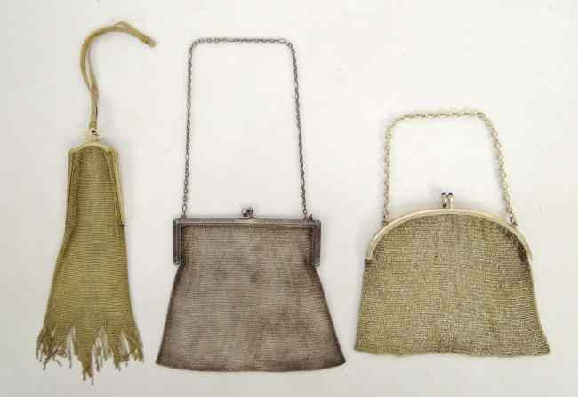 Appraisal: Lot three mesh purses one signed Whiting And Davis