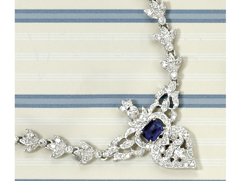 Appraisal: SAPPHIRE AND DIAMOND NECKLACE k white gold necklace set with