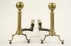 Appraisal: ANDIRONS - Pair of th c brass andirons barley twist