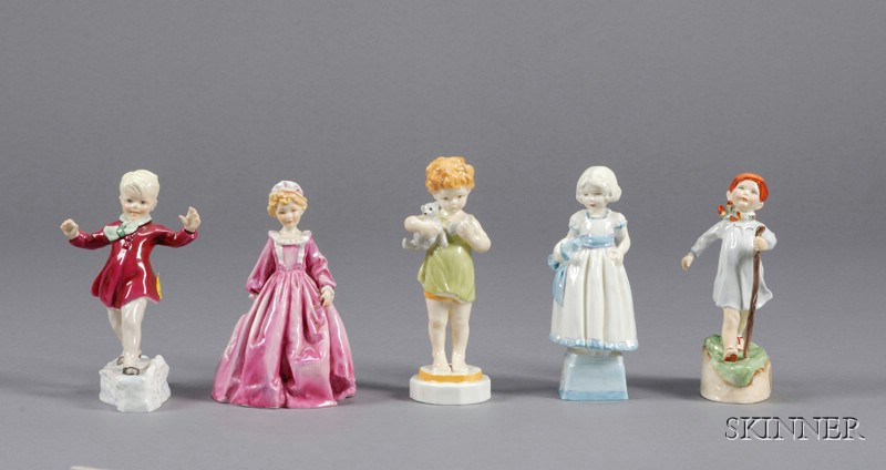 Appraisal: Five Royal Worcester F G Doughty Modeled Bone China Figures