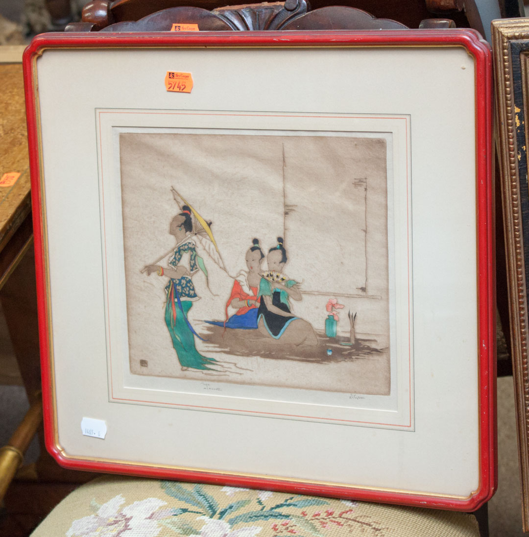 Appraisal: D P Tyson Oriental scene framed color etching