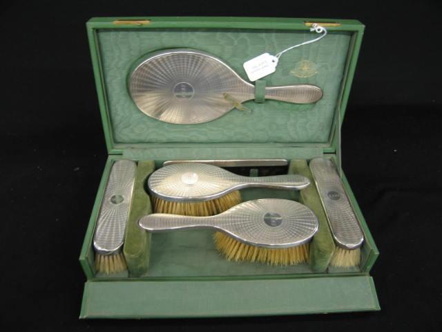 Appraisal: pc English Sterling Silver Travel Set mirror brushes comb in