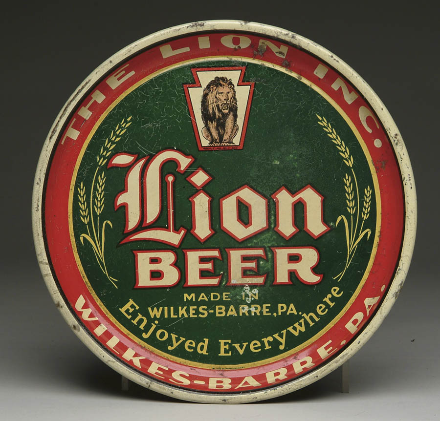 Appraisal: LION BEER SERVING TRAY Green and red tray with a