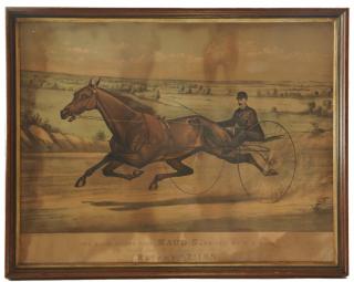 Appraisal: CURRIER IVES Chromolithogaph Equine Portrait Harness after Scott Leighton copyright