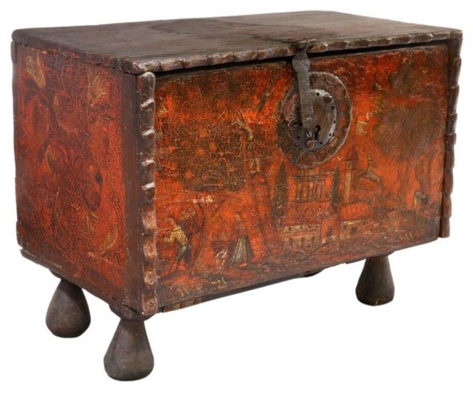 Appraisal: Hand-painted lacquered wood papelaria vargueno or document box likely from