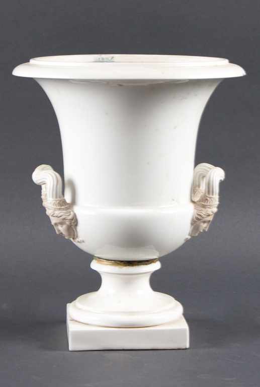 Appraisal: Continental probably German Classical style porcelain double handled urn late