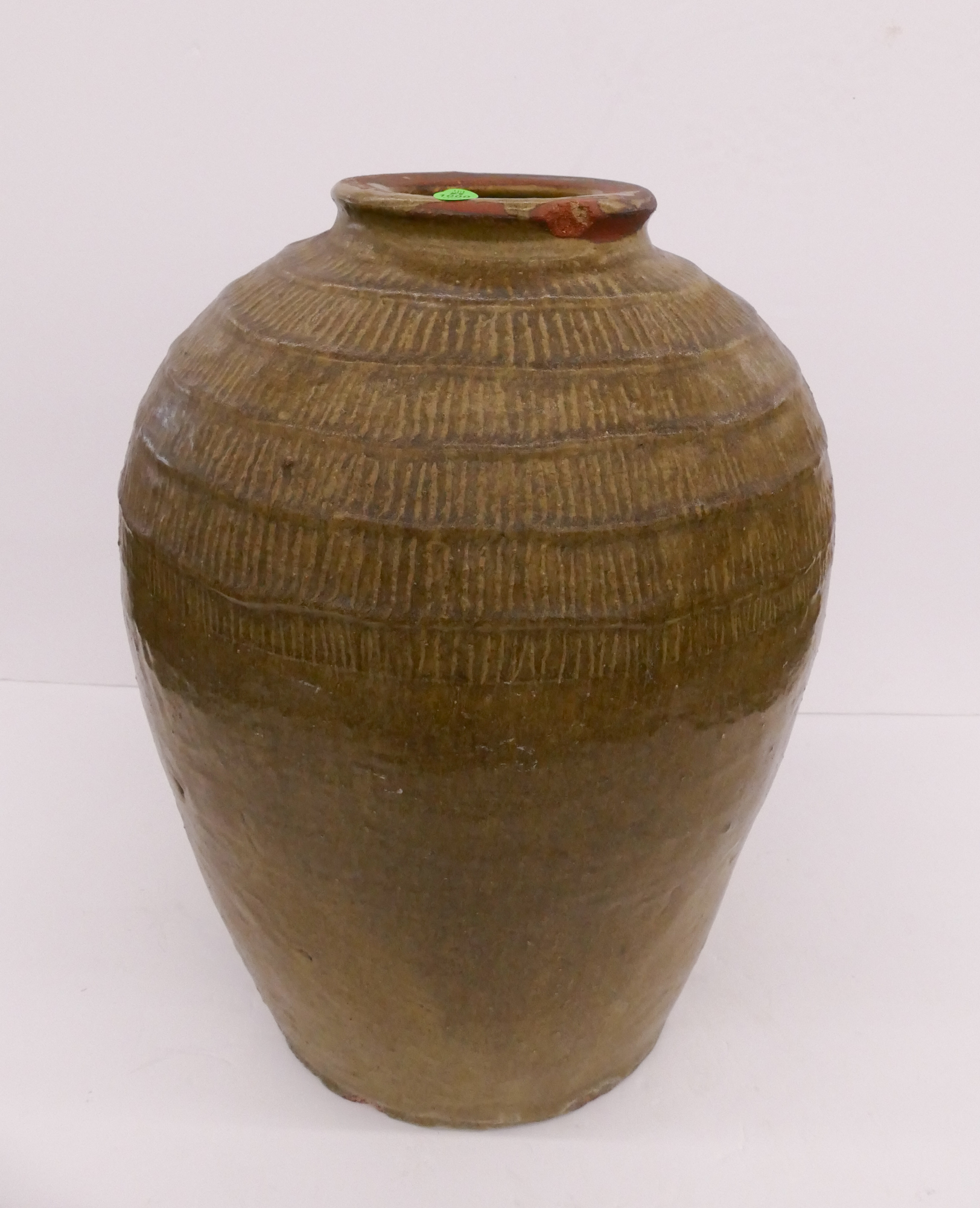 Appraisal: Meiji Japanese Green Provincial Jar- ''- some rim chipping