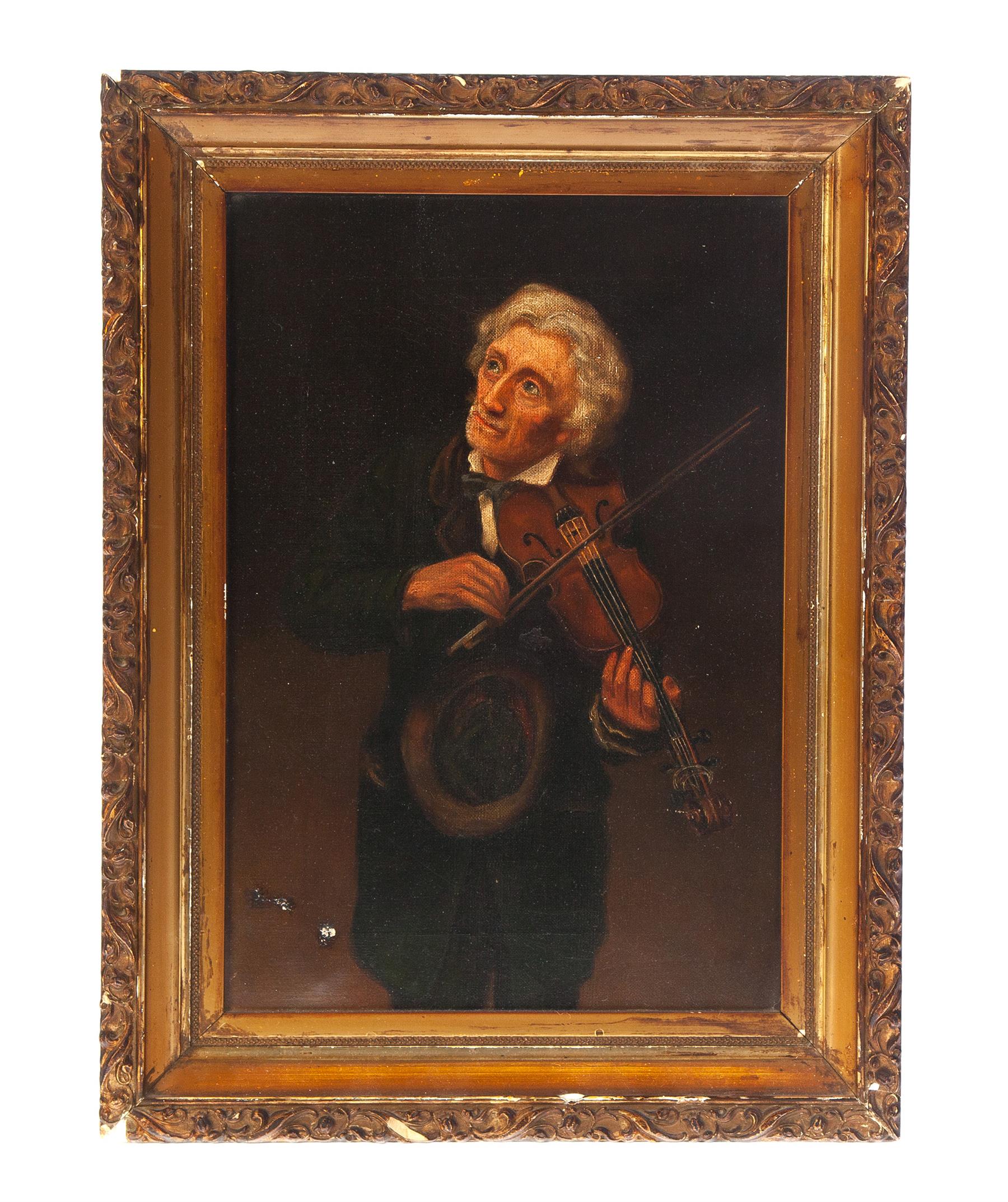 Appraisal: FRAMED OIL ON CANVAS OF A MAN PLAYING A VIOLIN