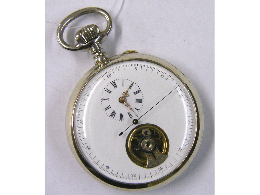 Appraisal: Nickel cased cylinder centre second pocket watch the gilt plate