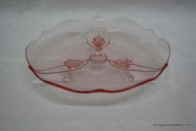 Appraisal: Vintage Pink Glass Toed '' Mint DishThis is for a