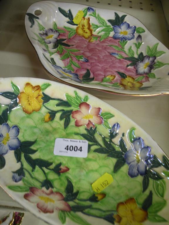 Appraisal: A Maling pottery two handled lustre tray decorated with flowers