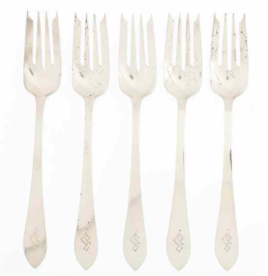 Appraisal: A Set of Twelve American Sterling Silver Salad Forks Tiffany