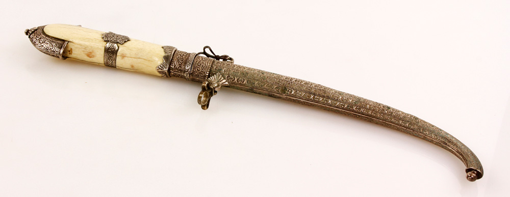 Appraisal: - Presentation Dagger Presentation dagger with bone handle in silver