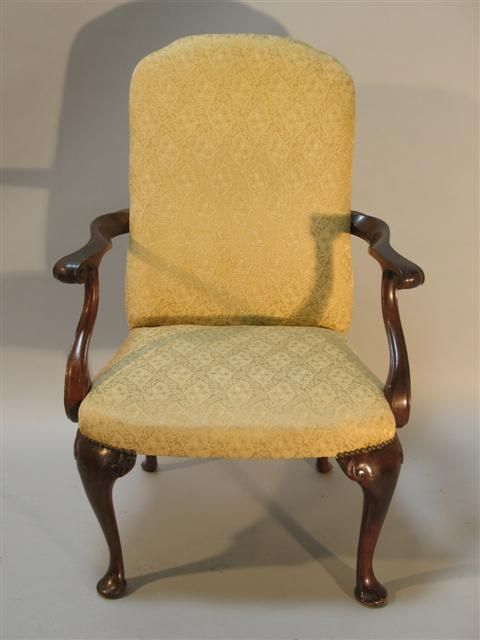 Appraisal: GEORGE II STYLE MAHOGANY ARMCHAIR Late th century - h