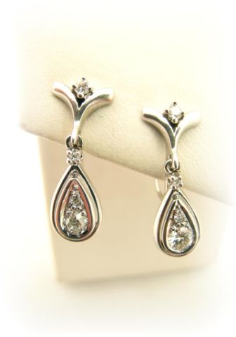 Appraisal: k white gold diamond drop earrings with eight round diamonds