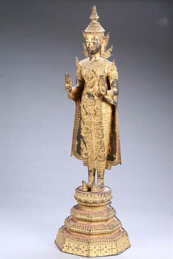 Appraisal: STATUE OF A BODHISATVA Asian th century bronze Full length