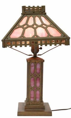 Appraisal: American Arts and Crafts table lamp c cast iron frame