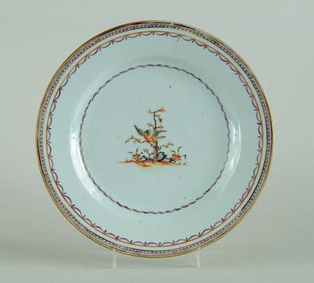 Appraisal: ORIENTAL EXPORT PLATE Central theme has exotic bird on small