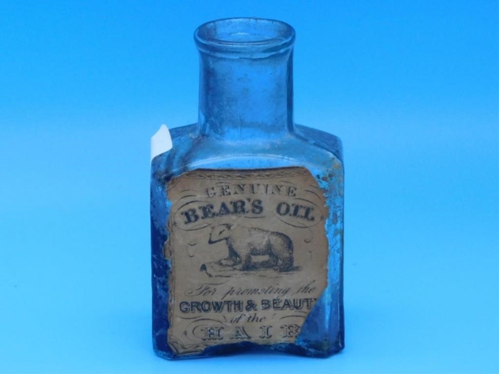 Appraisal: BEAR'S OIL MEDICINE BOTTLE CA - BLOWNmolded open pontil rolled