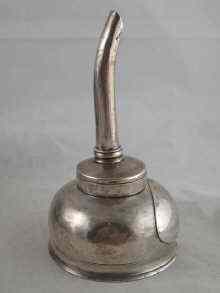 Appraisal: A Georgian white metal tests silver wine funnel with feathered