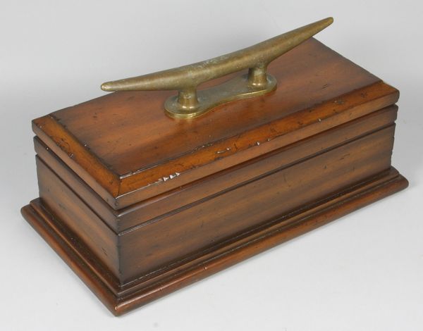 Appraisal: Mahogany keepsake box with brass cleat handle EST