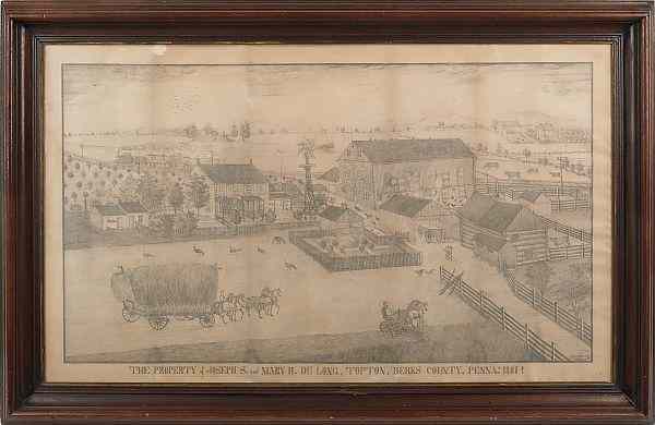 Appraisal: Ferdinand A Brader American b pencil farm scene of The