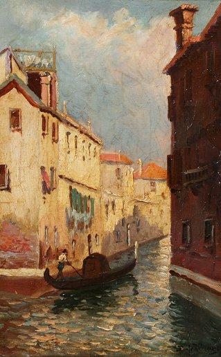 Appraisal: RIBCOWSKY Dey de American - Venetian Canal Oil Canvas ''