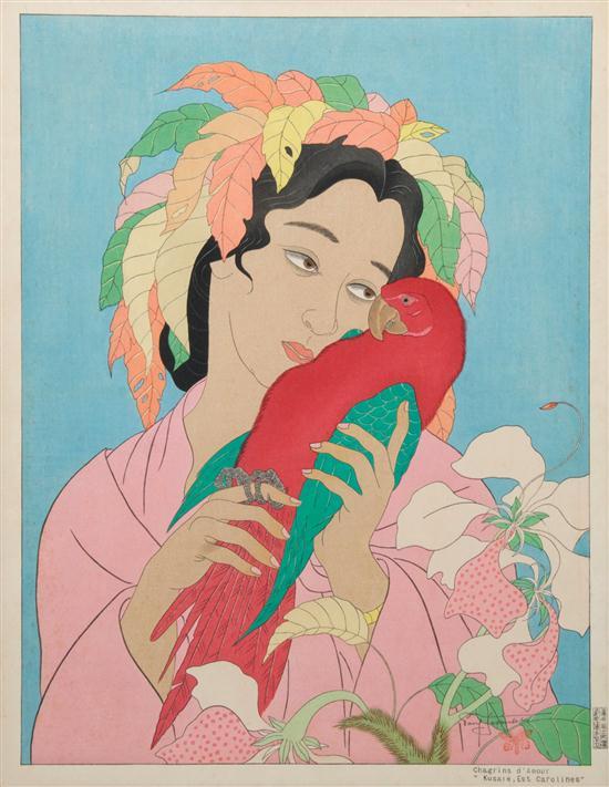 Appraisal: Woodblock Print Paul Jacoulet French - Chagrins d'Amour Kusale Est