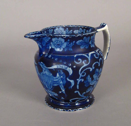 Appraisal: Historical blue Staffordshire pitcher th c decorated with the Seal