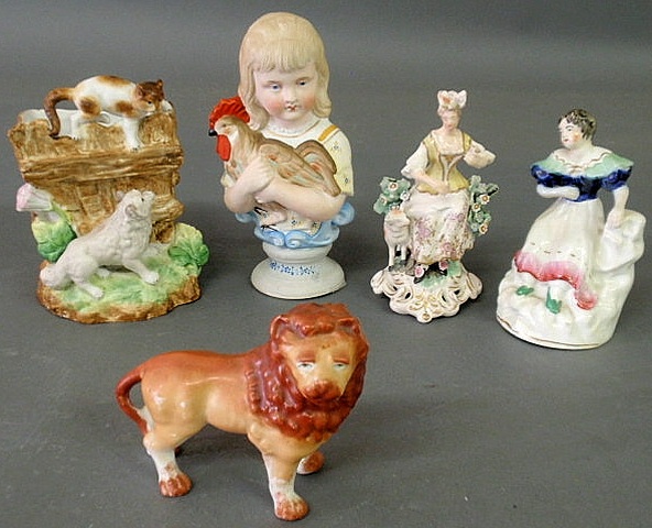 Appraisal: Group of five pieces of Continental porcelain- four figural groups