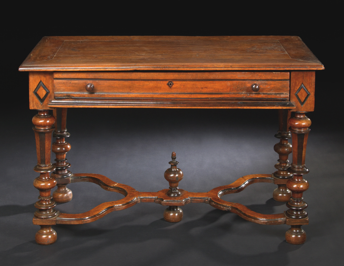 Appraisal: Italian Provincial Walnut Writing Table third th century the banded